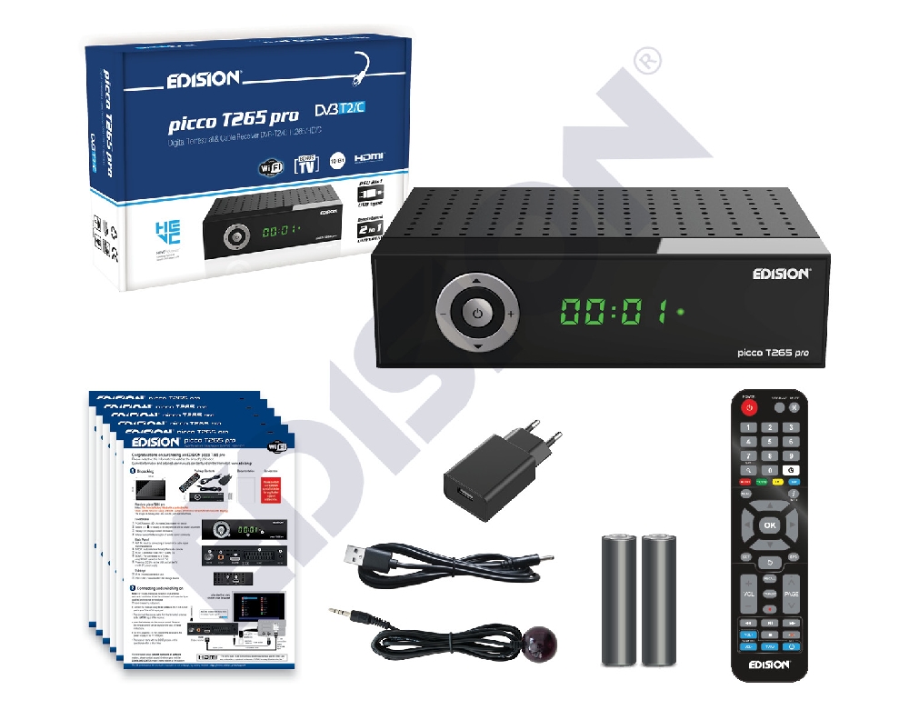 EDISION Picco T265 Full High Definition Dvb-t2 H265 HEVC Receiver WiFi 2in1  for sale online