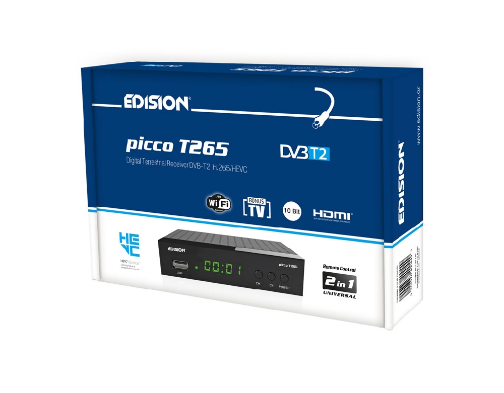 Edision Picco T265 Ψηφιακός Δέκτης Mpeg-4 Full HD 1080p (01-07-0023)
