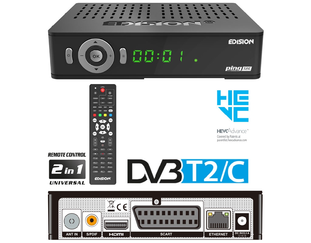 EDISION Picco T265 Full HD H.265 HEVC terrestrischer FTA Receiver T2 &  Vantage VTA74 Zimmerantenne DVB-T2 mit Verstärker, schwarz: :  Elektronik & Foto