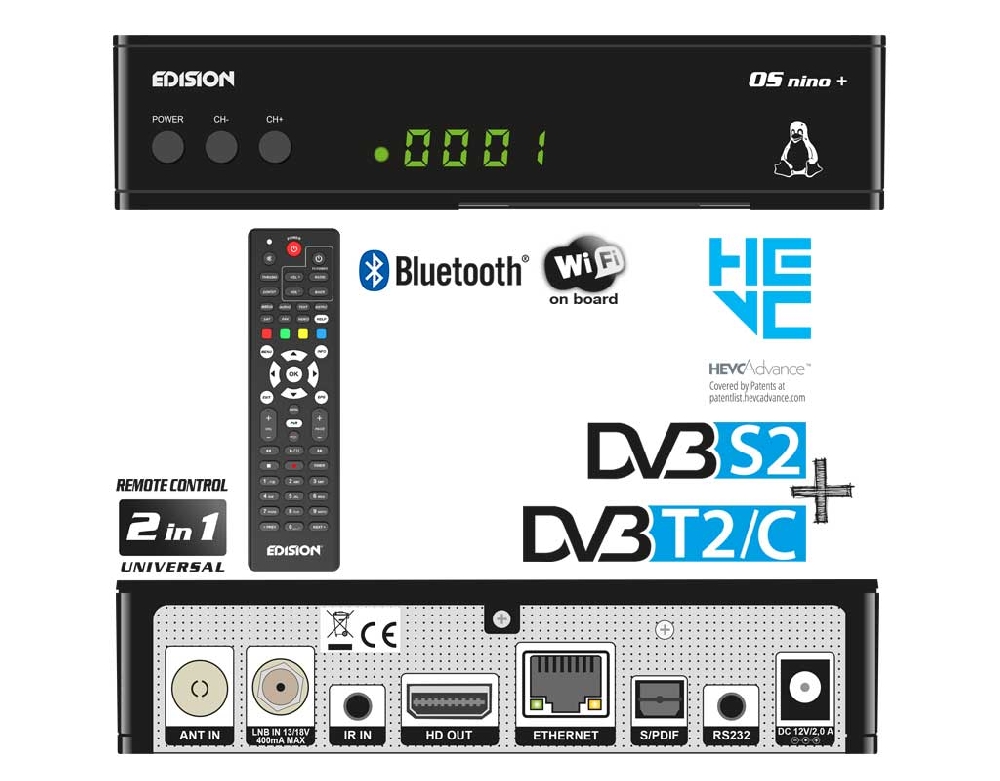 OS NINO+ DVB-S2 + DVB-T2/C