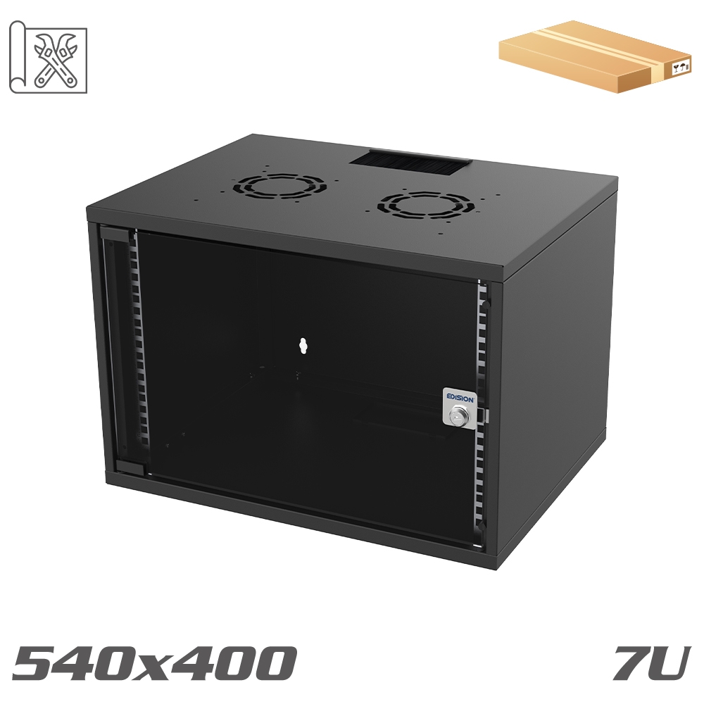 SOHO Wall-Mounted Cabinet 19" 540x400 7U black ''flat pack''