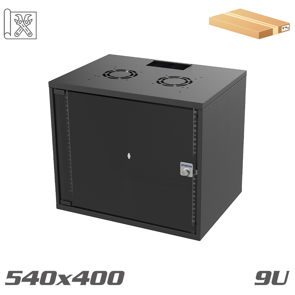 SOHO Wall-Mounted Cabinet 19" 540x400 9U black "flat pack"