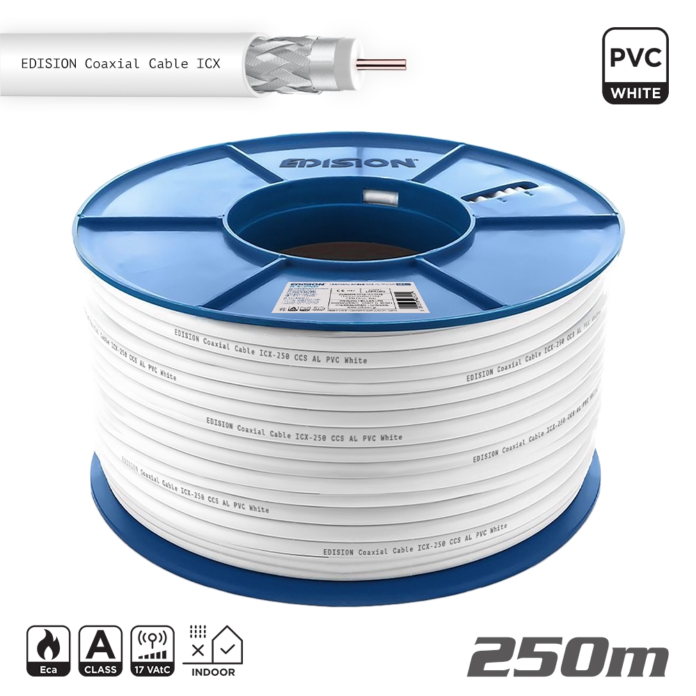 ΚΑΛΩΔΙΟ Coaxial ICX-250 CCS AL Eca PVC Λευκό 250m