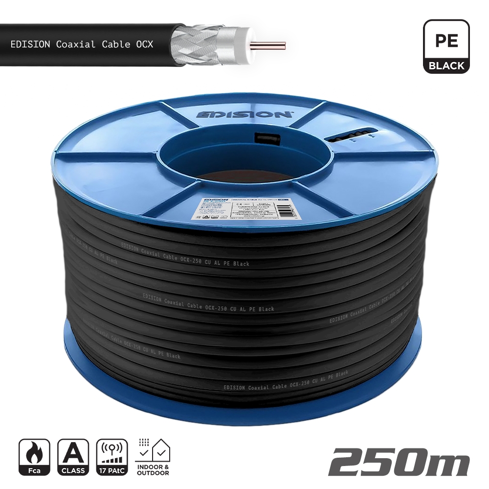 ΚΑΛΩΔΙΟ Coaxial OCX-250 CU AL Fca PE Μαύρο 250m