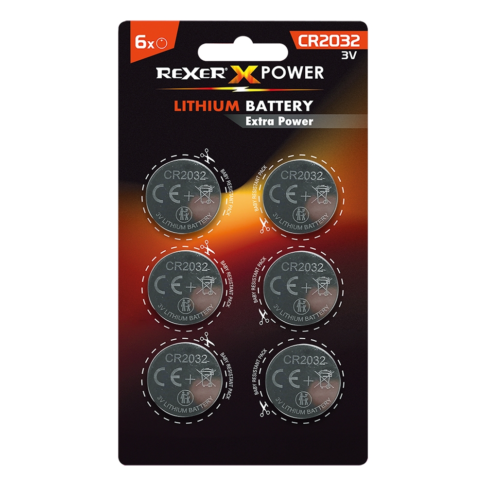 RXBA2-20326P Rexer Μπαταρίες Κουμπιά Λιθίου CR2032 3V 6τεμ