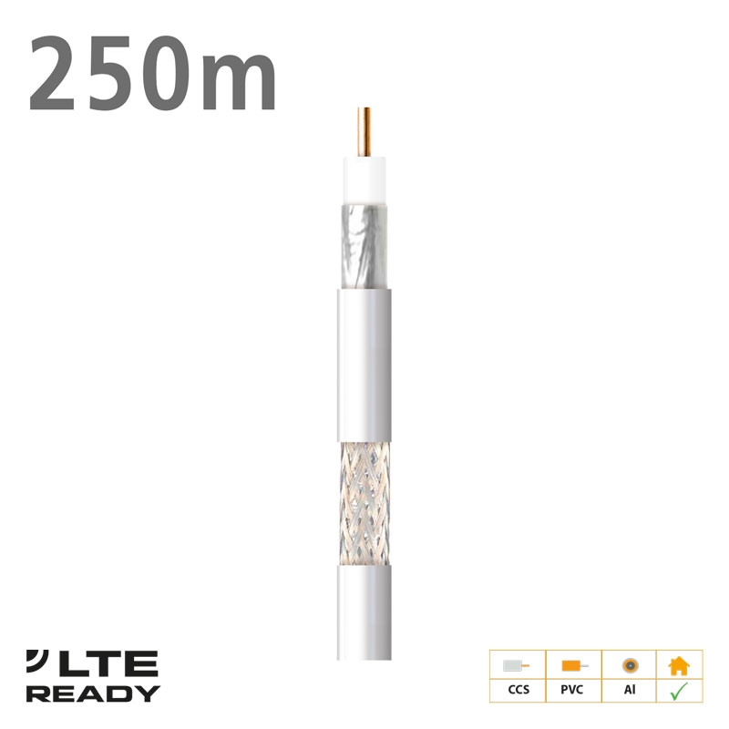 212703 Coaxial Cable CXT-1 CCS AL Eca PVC White 250m