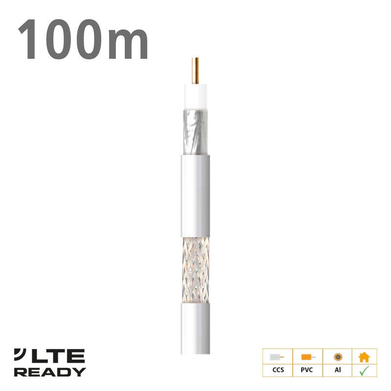 2127 Coaxial Cable CXT-1 CCS AL Eca PVC White 100m
