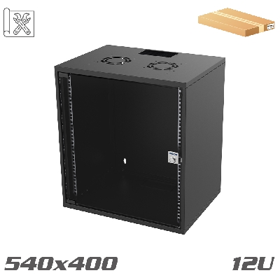 SOHO Wall Mounted Cabinet 19" 540x400 12U black "flat pack"