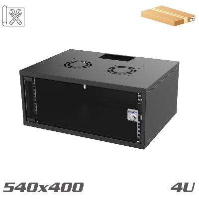 SOHO Wall-Mounted Cabinet 19" 540x400 4U black ''flat pack''