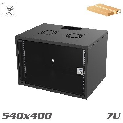 SOHO Wall-Mounted Cabinet 19" 540x400 7U black ''flat pack''