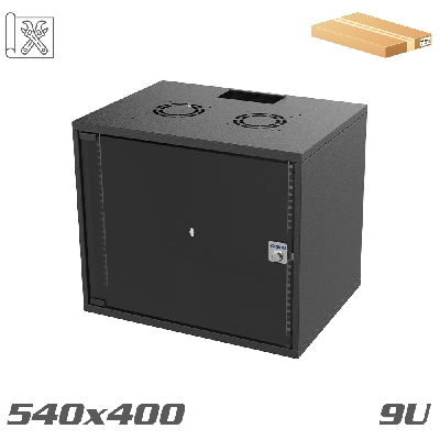 SOHO Wall-Mounted Cabinet 19" 540x400 9U black "flat pack"