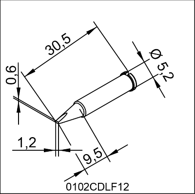 0102CDLF12 ERSA i-Tip LONG LIFE SOLDERING TIP 1,2mm