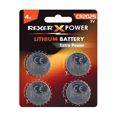 RXBA2-20254P Rexer Button Cell Batteries Lithium CR2025 3V 4pcs