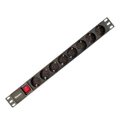 533001 Πολύπριζο Rack 19'' 1U Alu 8 Σούκο 16A 3840W με διακόπτη