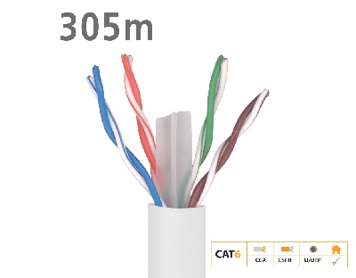 219910 Data Cable DK6000 Cat.6 U/UTP Fca CCA LSFH 6.2mm White 305m