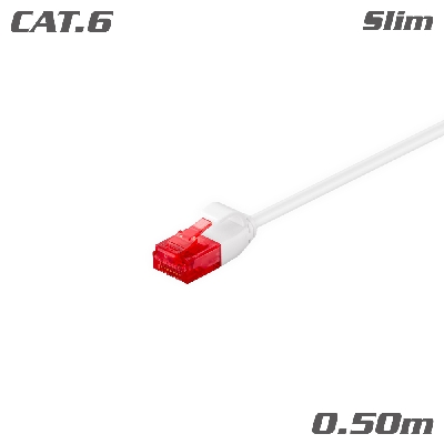 93691 Patch Cable Slim Cat.6 U/UTP CU White 0.50m