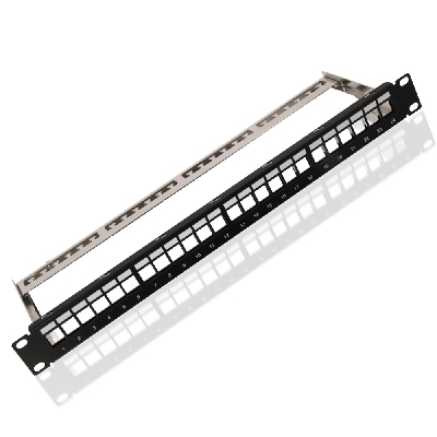 95743 Patch Panel Keystone 19'' 1U έως 24-ports RJ45 με οδηγό Καλωδίων