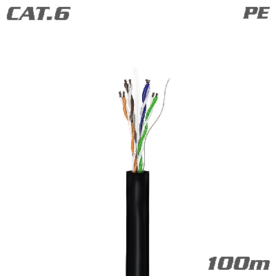57199 Network Cable U/UTP Cat.6 CCA PE Black 100m